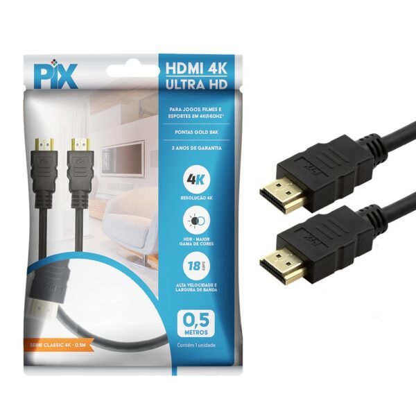 Cabo Hdmi 50cm 0,5m V2.0 4k Hdr - Pix 018-2220