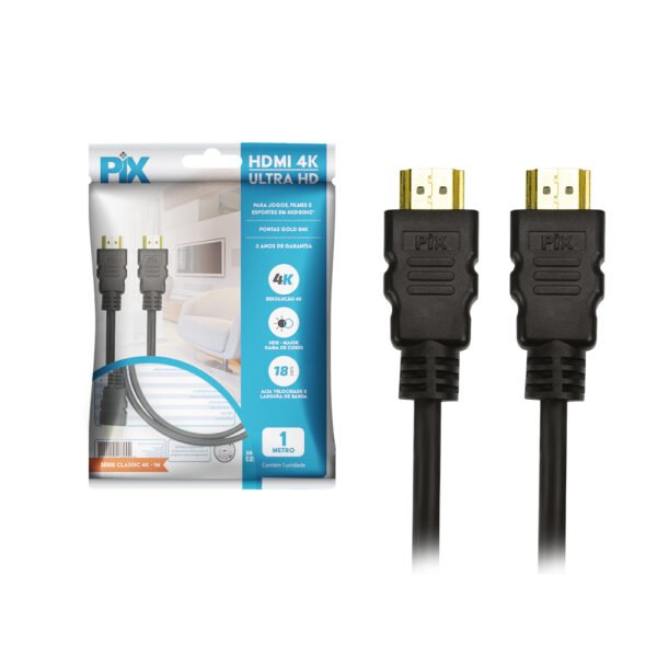 Cabo Hdmi 1 Metro v2.0, 19 Pinos 4k Hdr - Pix 018-2221