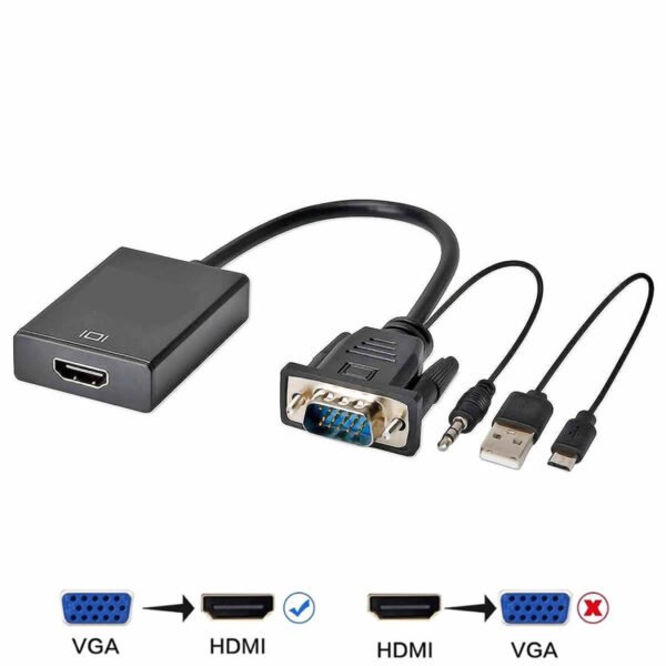 Cabo Conversor de VGA Para HDMI Com Áudio
