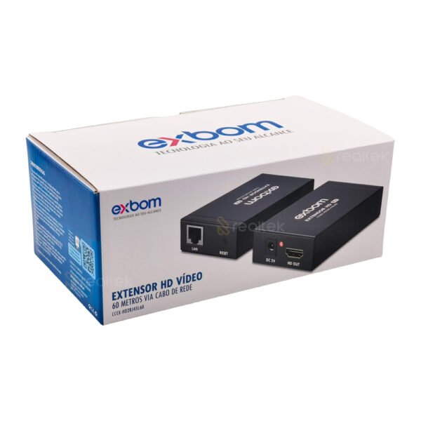 Extensor HDMI Via Cabo de rede RJ45 cat5/cat6, Até 60 metros - Exbom