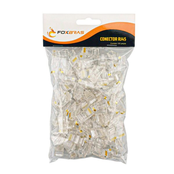 Conector Macho Rj45 Cat5e, Foxbras - Pacote Com 100 Unidades