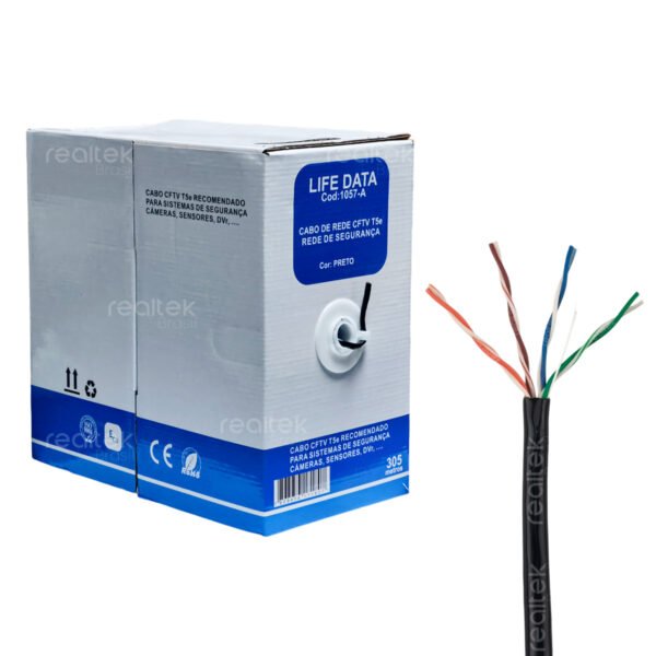 Cabo 4 Pares Cftv Tipo Cat5e 305m, Preto - Life Data 1057-A