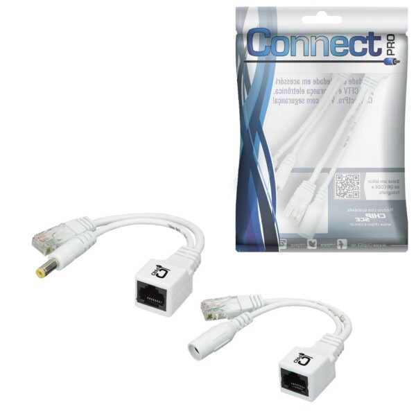 Cabo Adaptador Injetor Poe Macho x Fêmea - Connect Pro 018-0156 (Branco)